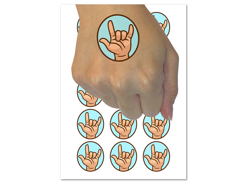 I Love You Hand Sign Language Temporary Tattoo Water Resistant Fake Body Art Set Collection (1 Sheet)