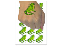 Lounging Lizard Iguana Temporary Tattoo Water Resistant Fake Body Art Set Collection (1 Sheet)