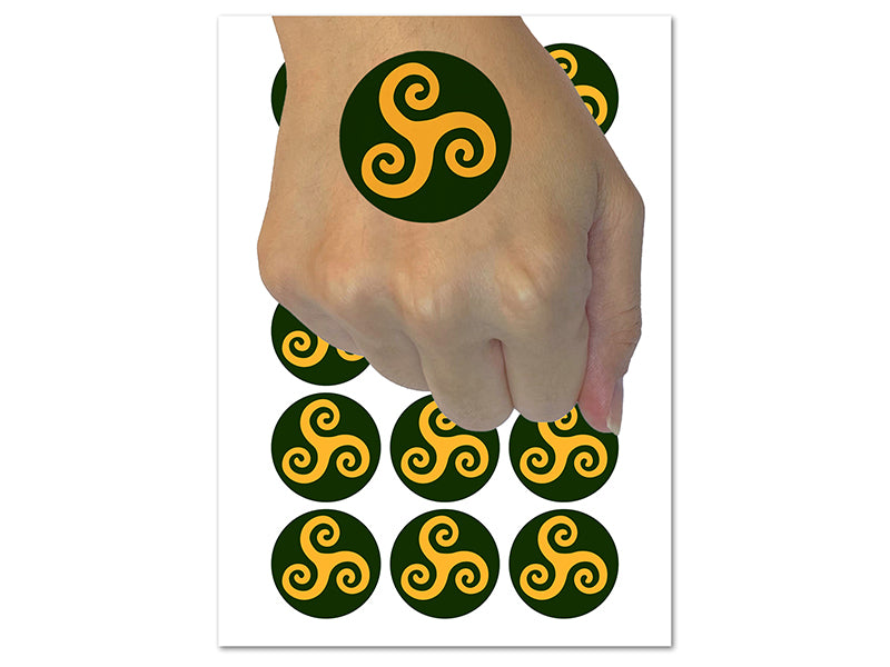 Triskele Triskelion Triple Spiral Celtic Symbol Temporary Tattoo Water Resistant Fake Body Art Set Collection (1 Sheet)