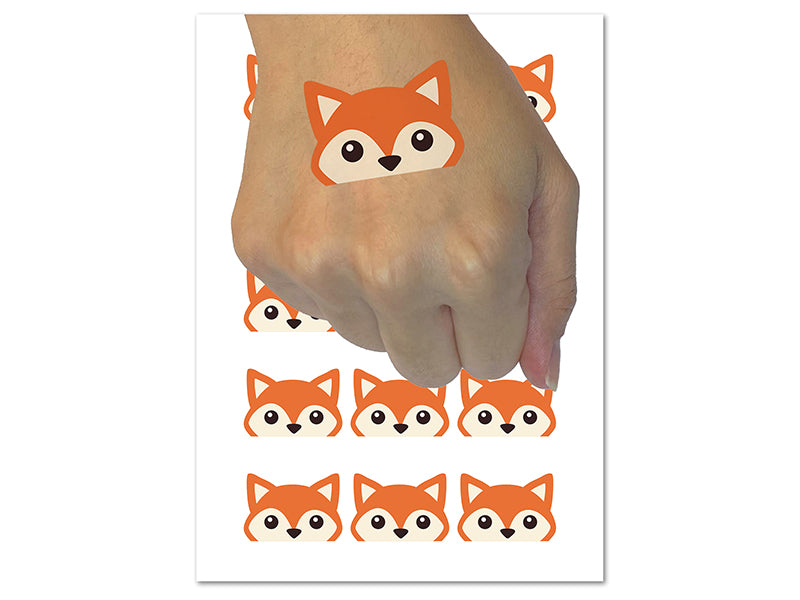 Peeking Fox Temporary Tattoo Water Resistant Fake Body Art Set Collection (1 Sheet)