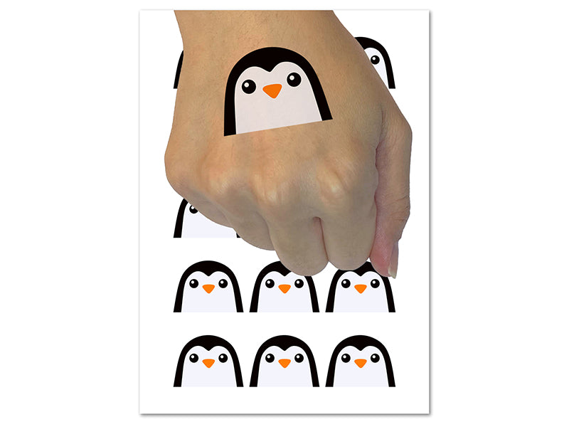 Peeking Penguin Temporary Tattoo Water Resistant Fake Body Art Set Collection (1 Sheet)