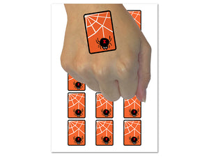 Black Widow Spider and Web Halloween Doodle Temporary Tattoo Water Resistant Fake Body Art Set Collection (1 Sheet)