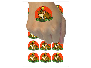 Hungry Frog with Butterfly Temporary Tattoo Water Resistant Fake Body Art Set Collection (1 Sheet)