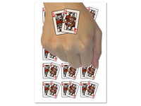 King and Queen of Hearts Playing Cards Temporary Tattoo Water Resistant Fake Body Art Set Collection (1 Sheet)