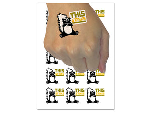 This Stinks Says the Grumpy Skunk Temporary Tattoo Water Resistant Fake Body Art Set Collection (1 Sheet)
