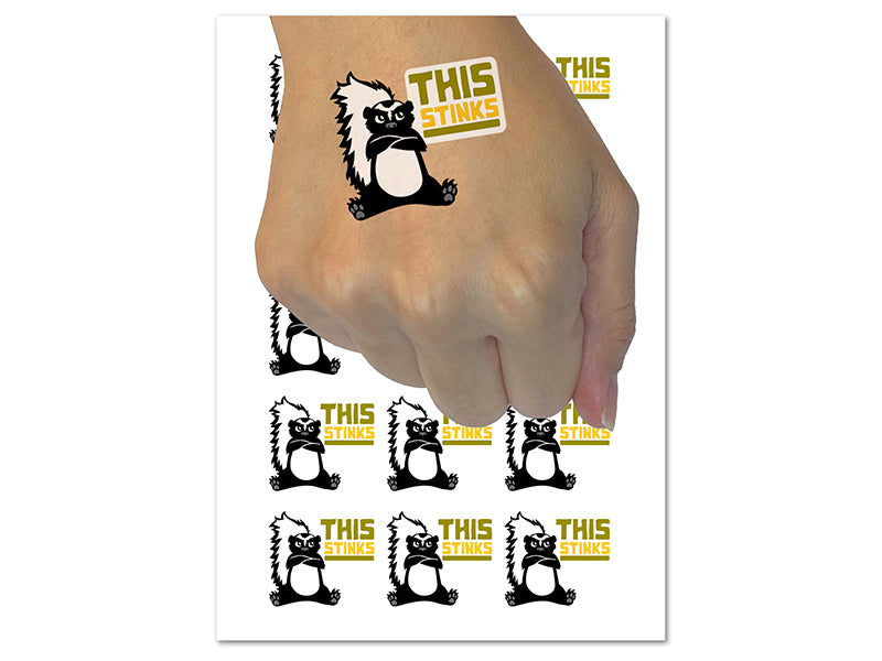 This Stinks Says the Grumpy Skunk Temporary Tattoo Water Resistant Fake Body Art Set Collection (1 Sheet)