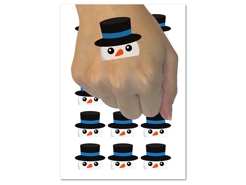 Peeking Snowman Winter Christmas Temporary Tattoo Water Resistant Fake Body Art Set Collection (1 Sheet)