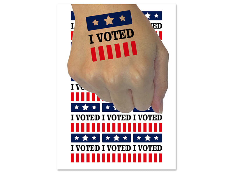 I Voted Stars and Stripes Patriotic Temporary Tattoo Water Resistant Fake Body Art Set Collection (1 Sheet)