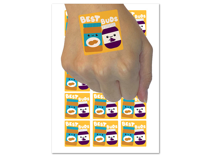 Peanut Butter and Jelly Best Buds Friends Temporary Tattoo Water Resistant Fake Body Art Set Collection (1 Sheet)