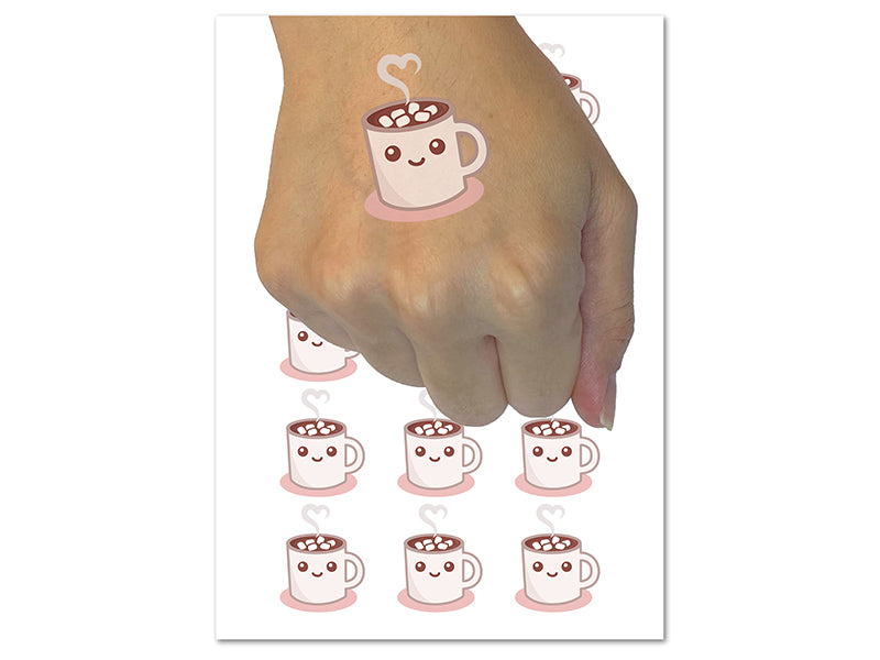 Cute Kawaii Hot Chocolate Temporary Tattoo Water Resistant Fake Body Art Set Collection (1 Sheet)