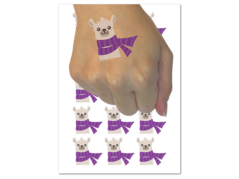 Llama with Scarf Temporary Tattoo Water Resistant Fake Body Art Set Collection (1 Sheet)