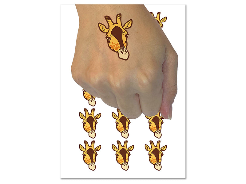 African Giraffe Head Temporary Tattoo Water Resistant Fake Body Art Set Collection (1 Sheet)