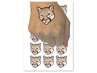 Cougar Head Mountain Lion Temporary Tattoo Water Resistant Fake Body Art Set Collection (1 Sheet)