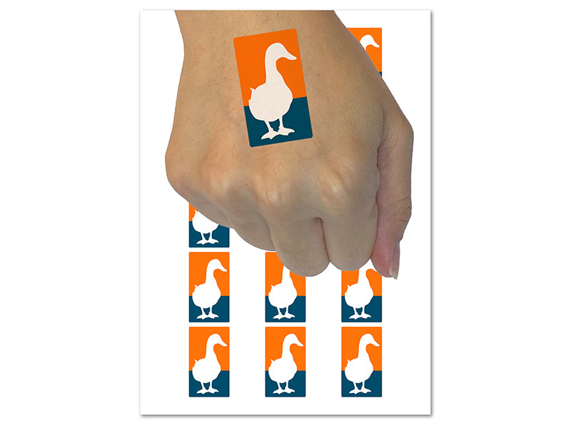 Duck From the Front Silhouette Temporary Tattoo Water Resistant Fake Body Art Set Collection (1 Sheet)