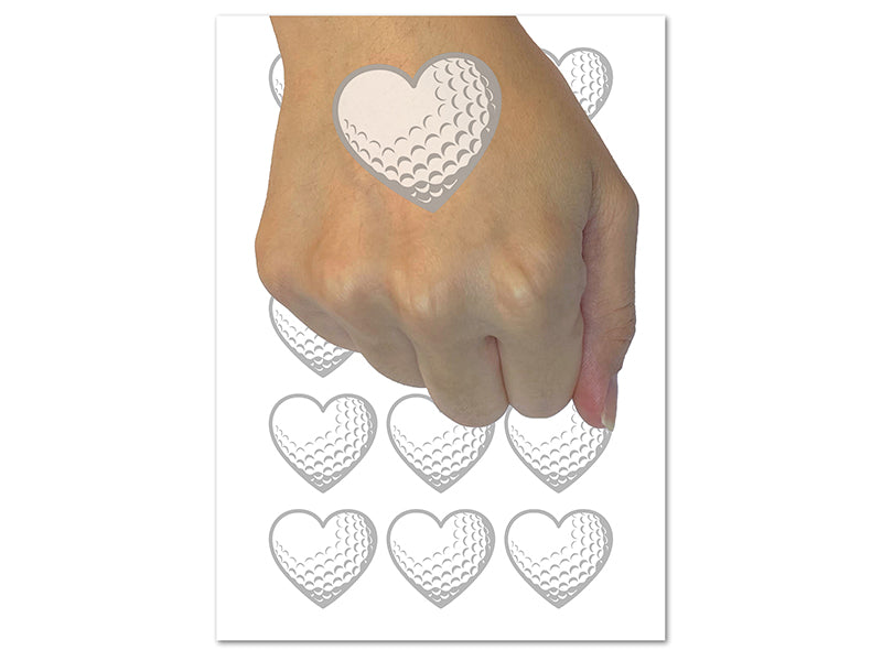 Heart Shaped Golf Ball Sports Temporary Tattoo Water Resistant Fake Body Art Set Collection (1 Sheet)