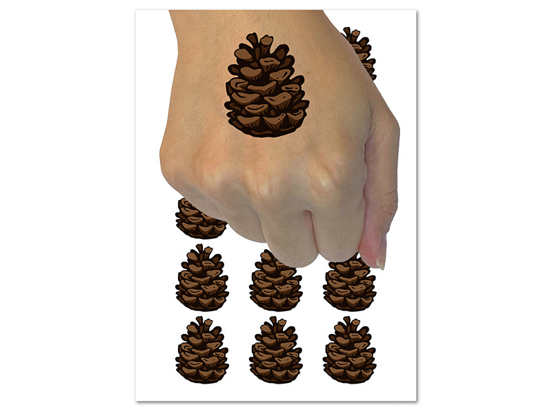 Realistic Pinecone Pine Cone Temporary Tattoo Water Resistant Fake Body Art Set Collection (1 Sheet)