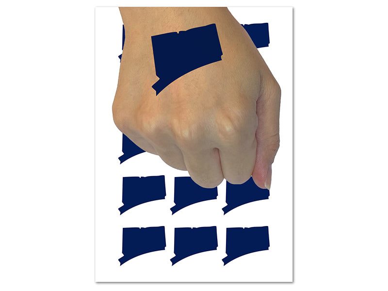 Connecticut State Silhouette Temporary Tattoo Water Resistant Fake Body Art Set Collection (1 Sheet)