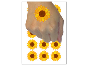 Cute Sunflower Doodle Temporary Tattoo Water Resistant Fake Body Art Set Collection (1 Sheet)