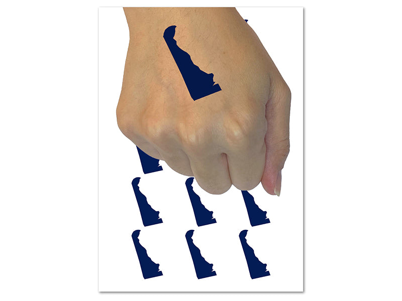 Delaware State Silhouette Temporary Tattoo Water Resistant Fake Body Art Set Collection (1 Sheet)