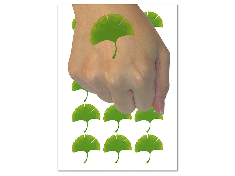 Hand Drawn Ginkgo Leaf Doodle Temporary Tattoo Water Resistant Fake Body Art Set Collection (1 Sheet)