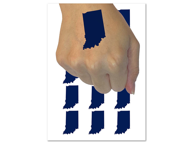 Indiana State Silhouette Temporary Tattoo Water Resistant Fake Body Art Set Collection (1 Sheet)