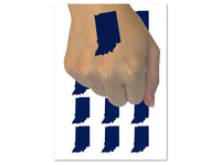 Indiana State Silhouette Temporary Tattoo Water Resistant Fake Body Art Set Collection (1 Sheet)