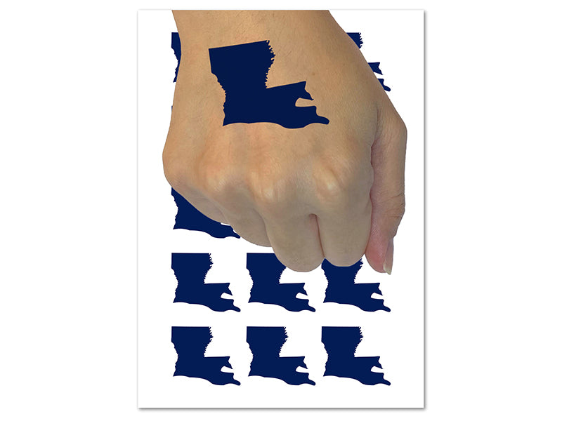 Louisiana State Silhouette Temporary Tattoo Water Resistant Fake Body Art Set Collection (1 Sheet)