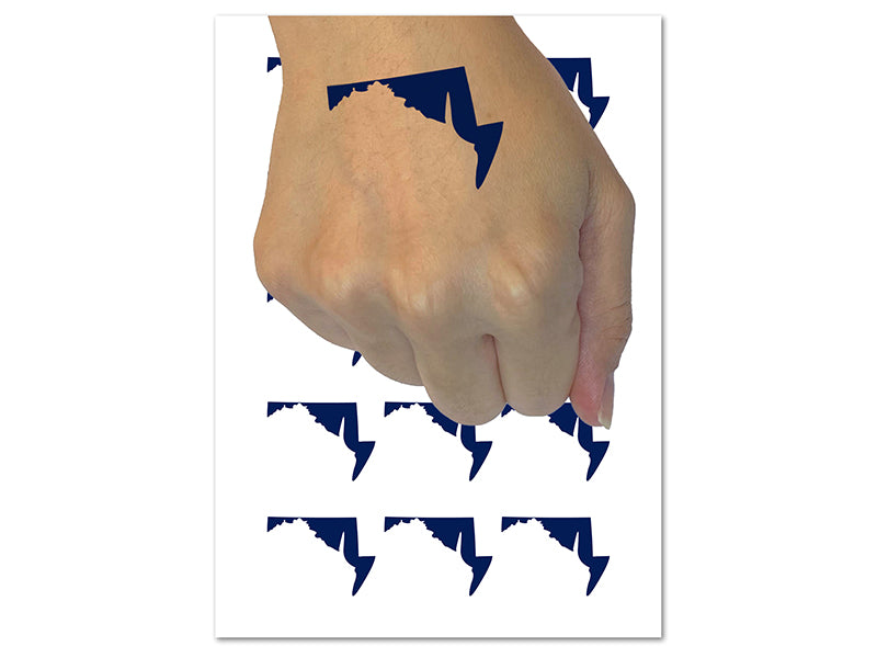 Maryland State Silhouette Temporary Tattoo Water Resistant Fake Body Art Set Collection (1 Sheet)