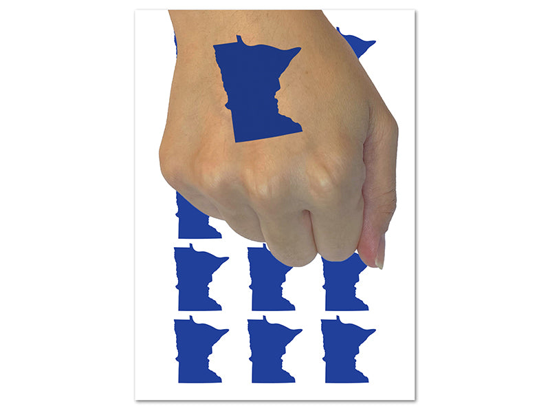 Minnesota State Silhouette Temporary Tattoo Water Resistant Fake Body Art Set Collection (1 Sheet)