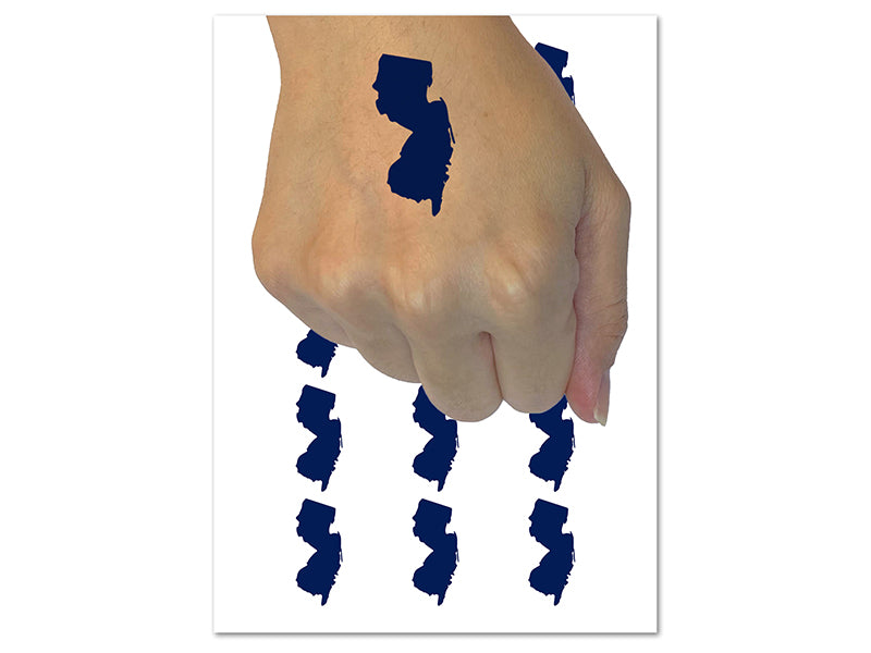 New Jersey State Silhouette Temporary Tattoo Water Resistant Fake Body Art Set Collection (1 Sheet)