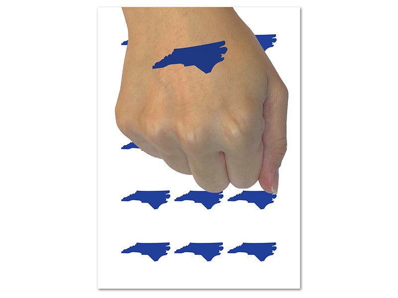 North Carolina State Silhouette Temporary Tattoo Water Resistant Fake Body Art Set Collection (1 Sheet)