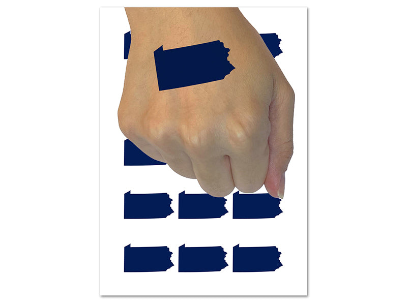 Pennsylvania State Silhouette Temporary Tattoo Water Resistant Fake Body Art Set Collection (1 Sheet)