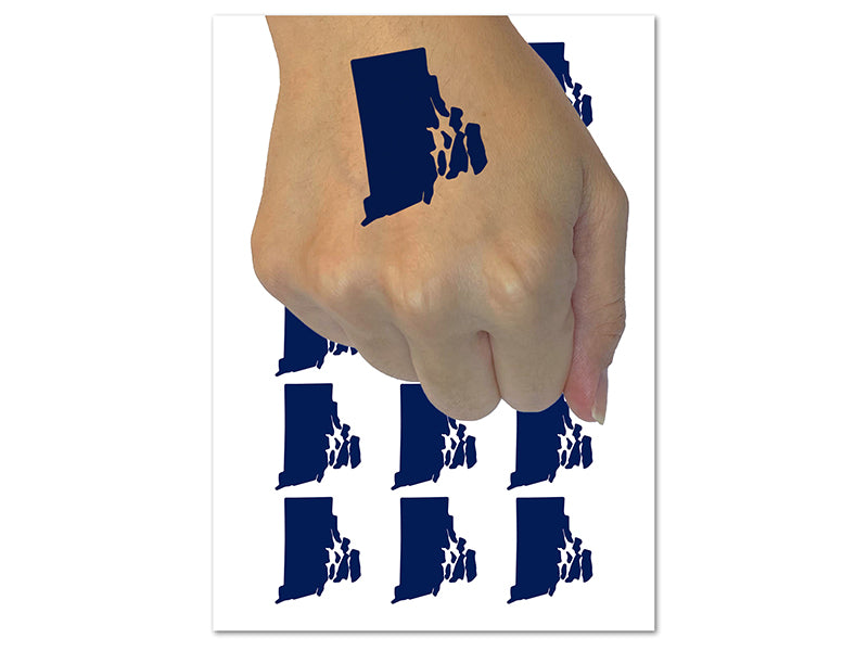Rhode Island State Silhouette Temporary Tattoo Water Resistant Fake Body Art Set Collection (1 Sheet)
