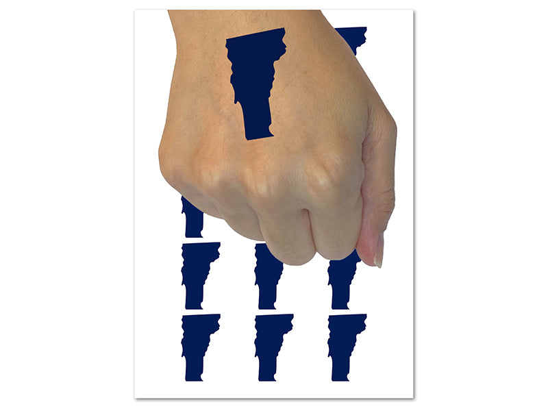 Vermont State Silhouette Temporary Tattoo Water Resistant Fake Body Art Set Collection (1 Sheet)