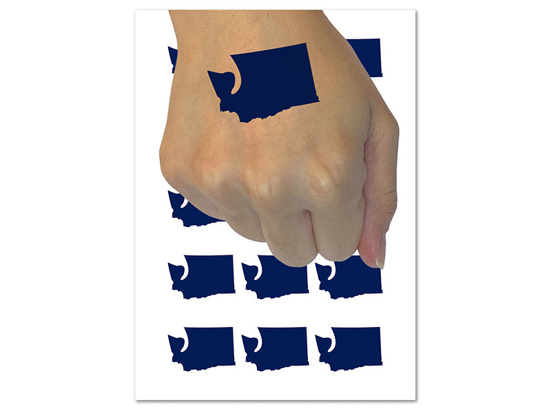 Washington State Silhouette Temporary Tattoo Water Resistant Fake Body Art Set Collection (1 Sheet)