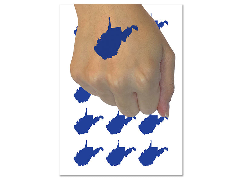 West Virginia State Silhouette Temporary Tattoo Water Resistant Fake Body Art Set Collection (1 Sheet)
