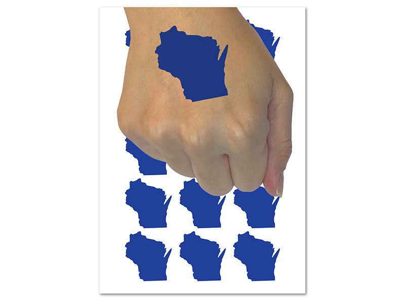 Wisconsin State Silhouette Temporary Tattoo Water Resistant Fake Body Art Set Collection (1 Sheet)