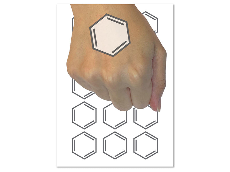 Benzene Ring for Organic Chemistry Science Temporary Tattoo Water Resistant Fake Body Art Set Collection (1 Sheet)