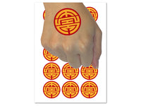 Chinese Symbol Shou Longevity Temporary Tattoo Water Resistant Fake Body Art Set Collection (1 Sheet)