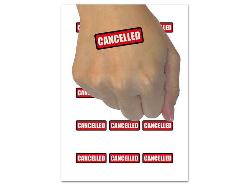 Cancelled Bold Text Temporary Tattoo Water Resistant Fake Body Art Set Collection (1 Sheet)