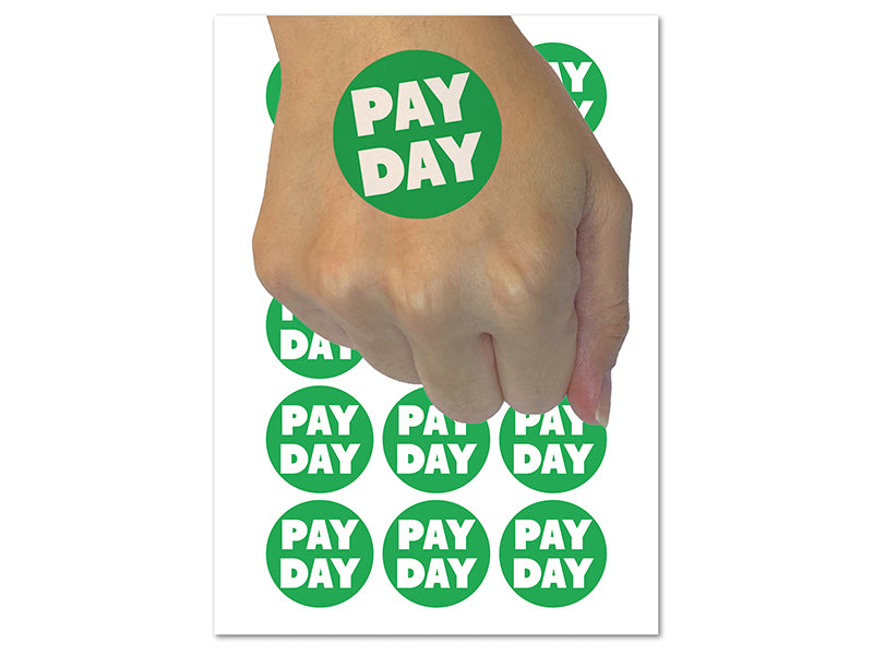 Pay Day Bold Text Work Temporary Tattoo Water Resistant Fake Body Art Set Collection (1 Sheet)