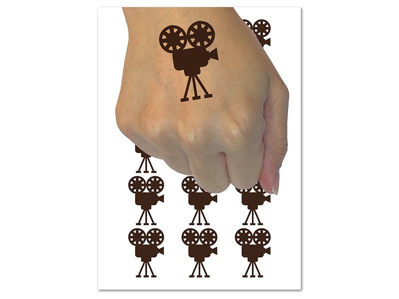 Film Movie Camera Temporary Tattoo Water Resistant Fake Body Art Set Collection (1 Sheet)