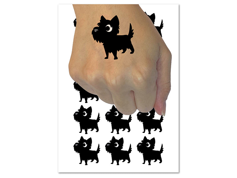 Lovable Cartoon Cairn Terrier Temporary Tattoo Water Resistant Fake Body Art Set Collection (1 Sheet)