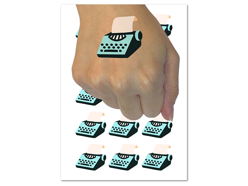 Old Typewriter Icon for Novels Books and Letters Temporary Tattoo Water Resistant Fake Body Art Set Collection (1 Sheet)