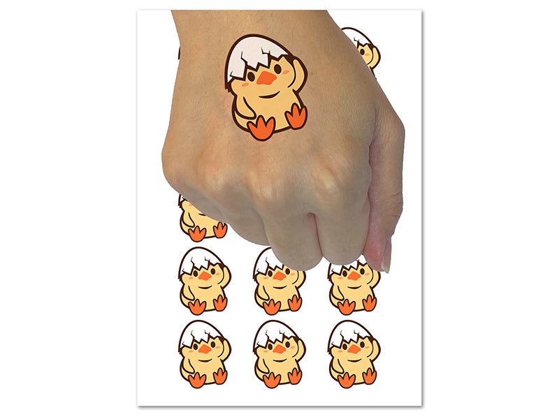 Sweet Chicken Hatchling with Egg Shell Temporary Tattoo Water Resistant Fake Body Art Set Collection (1 Sheet)