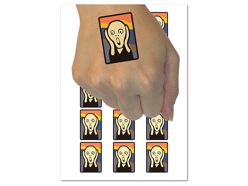 The Scream Painting by Edvard Munch Temporary Tattoo Water Resistant Fake Body Art Set Collection (1 Sheet)