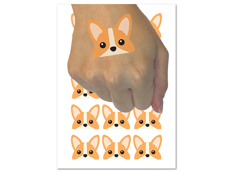 Peeking Corgi Dog Temporary Tattoo Water Resistant Fake Body Art Set Collection (1 Sheet)