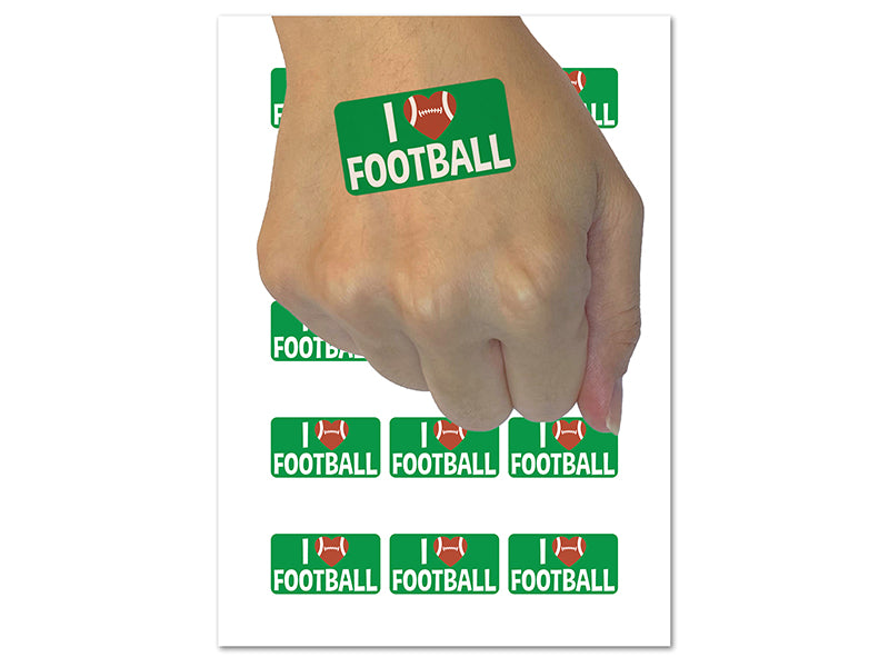 I Love Football Heart Shaped Ball Sports Temporary Tattoo Water Resistant Fake Body Art Set Collection (1 Sheet)