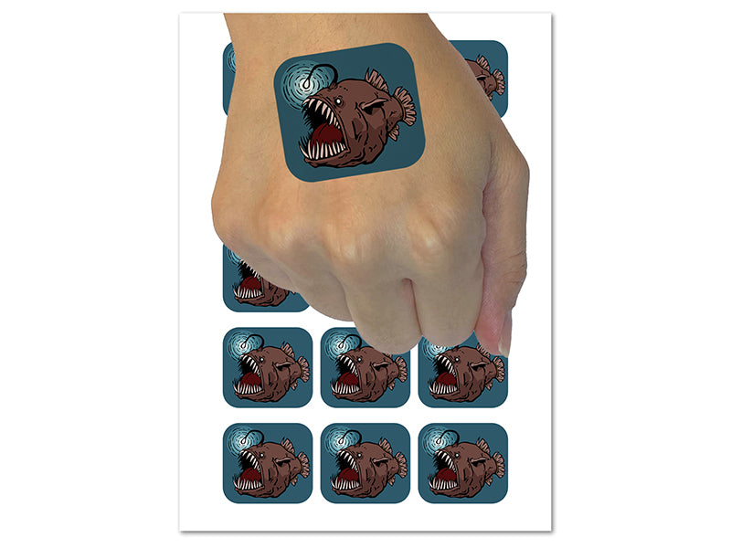 Creepy Scary Angler Fish Temporary Tattoo Water Resistant Fake Body Art Set Collection (1 Sheet)
