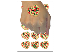 Heart Pizza Love Temporary Tattoo Water Resistant Fake Body Art Set Collection (1 Sheet)